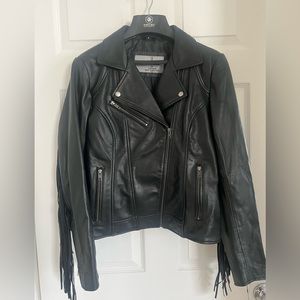 Ladies leather Moto Fringed jacket